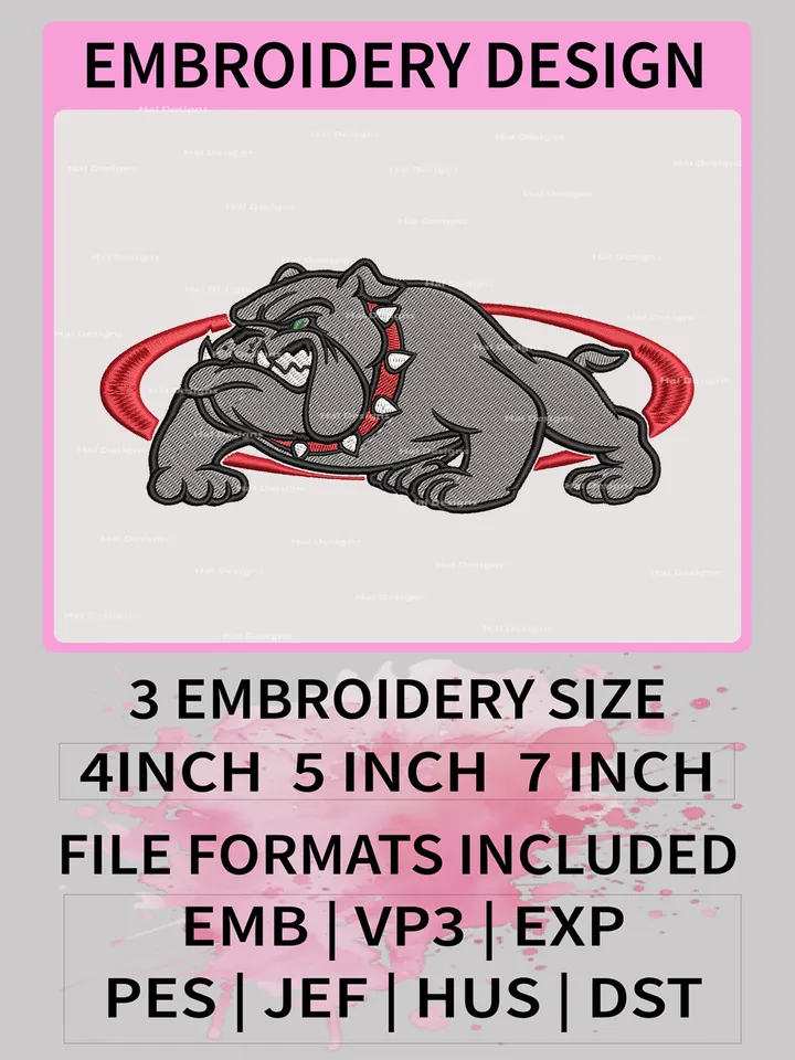 NCAA Fresno State Bulldogs Embroidery Files – NCAA College Team Logo, Digital Machine Embroidery Designs