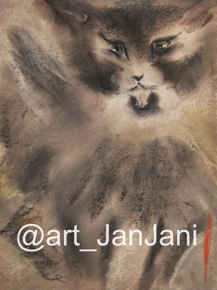 Fluffy cat digital file for art print