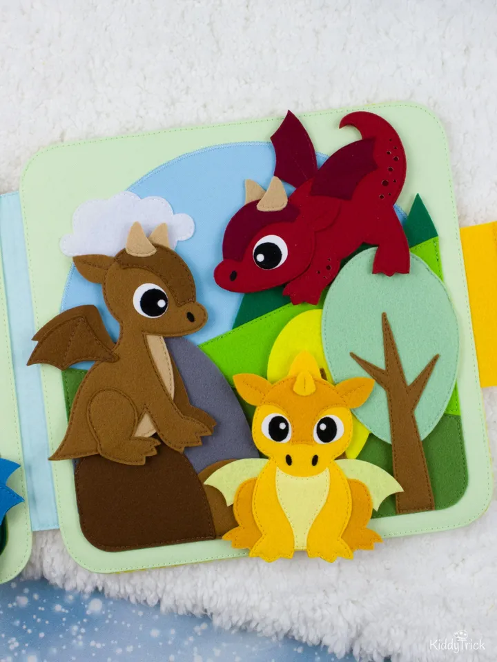 Felt Dragons - Busy Book Page - Sewing Pattern