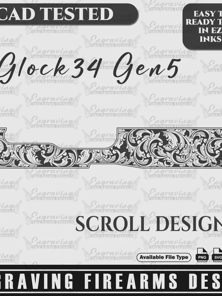 Glock34 Gen5 Scroll Design Svg,lasercut,laserengraving,fiberlaser,engravingfiles,laserpattern,engravingdesign,engravingpattern