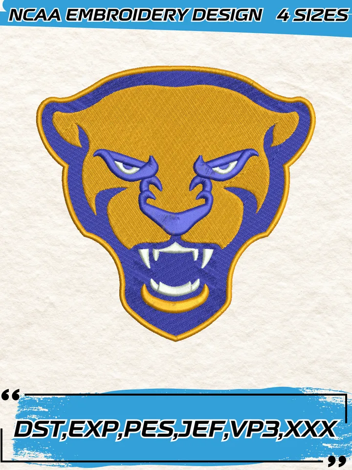 Pittsburgh Panthers Mascot Embroidery Designs,NCAA Logo Embroidery Design,Machine Embroidery Design File,4 Sizes, Digital Download