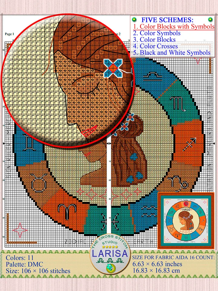 Virgo Cross Stitch Pattern | Virgo Zodiac Sign