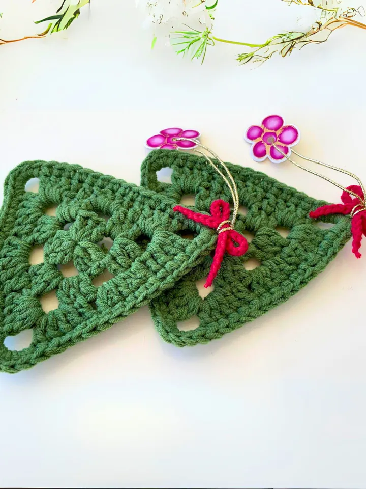 Nordic Yarn Art Christmas Tree Decoration - Handmade Crochet Tree Ornament - Tree Crochet Pattern For Winter Crochet Decor