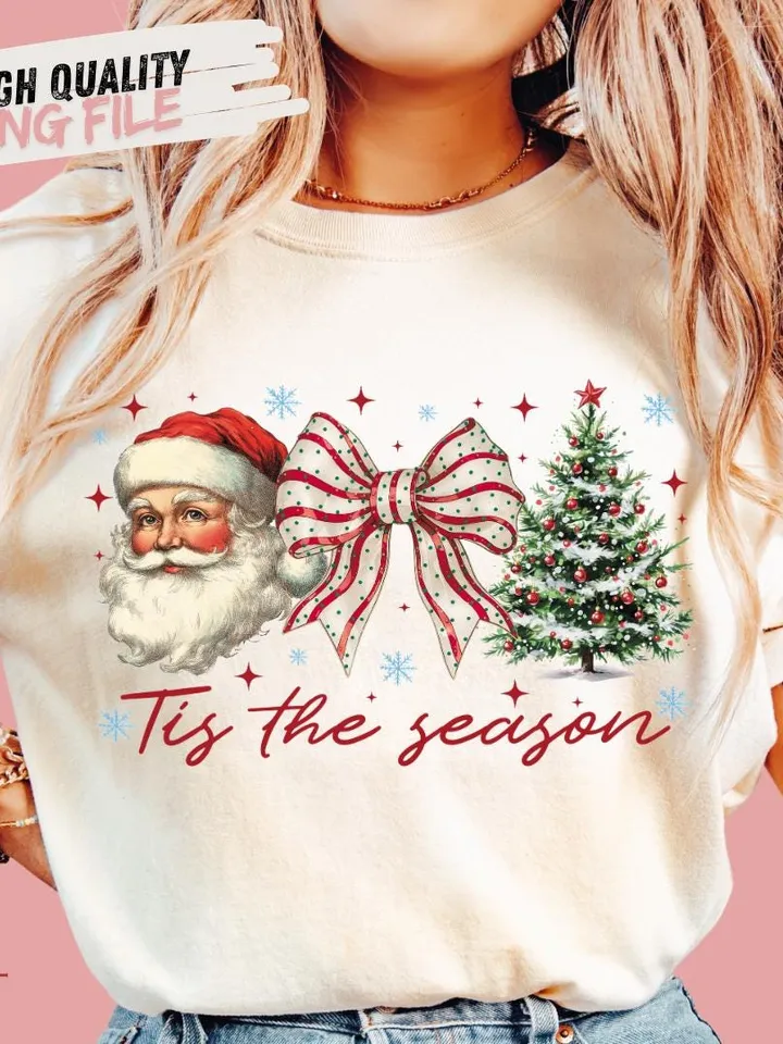 Retro Christmas png, Tis the Season Png, Santa Claus png, Watercolor Christmas png, Christmas sublimation, Merry Christmas, Christmas vibes
