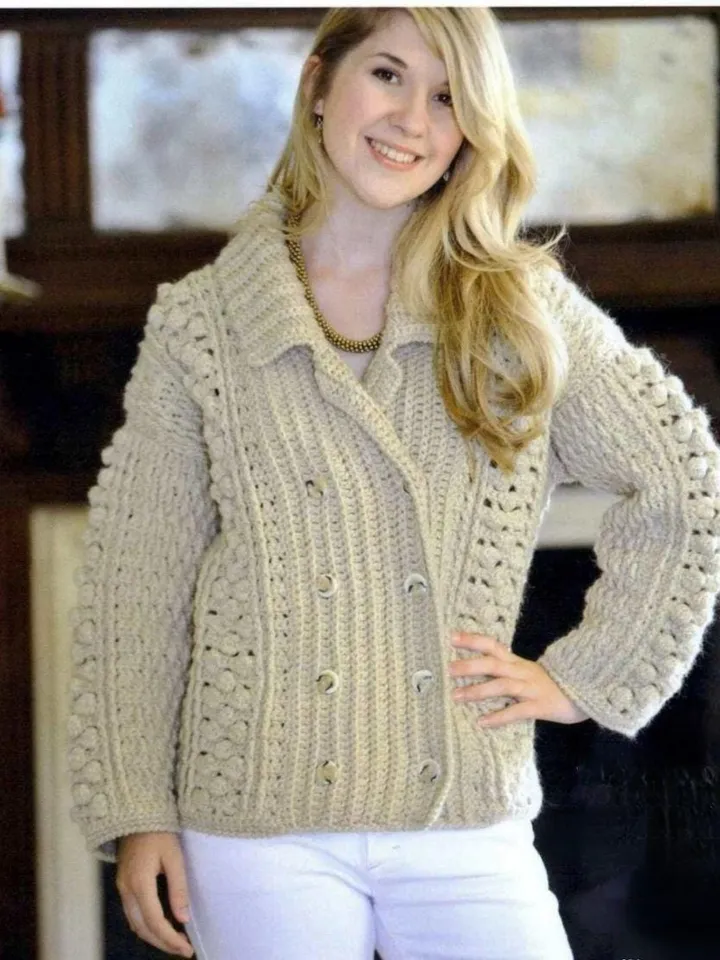 Cardigan pattern, textured cardigan crochet, aran cardigan crochet pattern pdf instant download