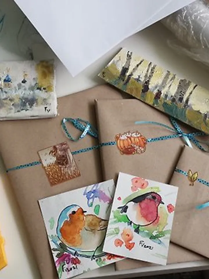 Robin Painting 油畫原作 Oil Bird 手工油畫 油畫 Original Art Animal Artwork 掛畫 by Verafe