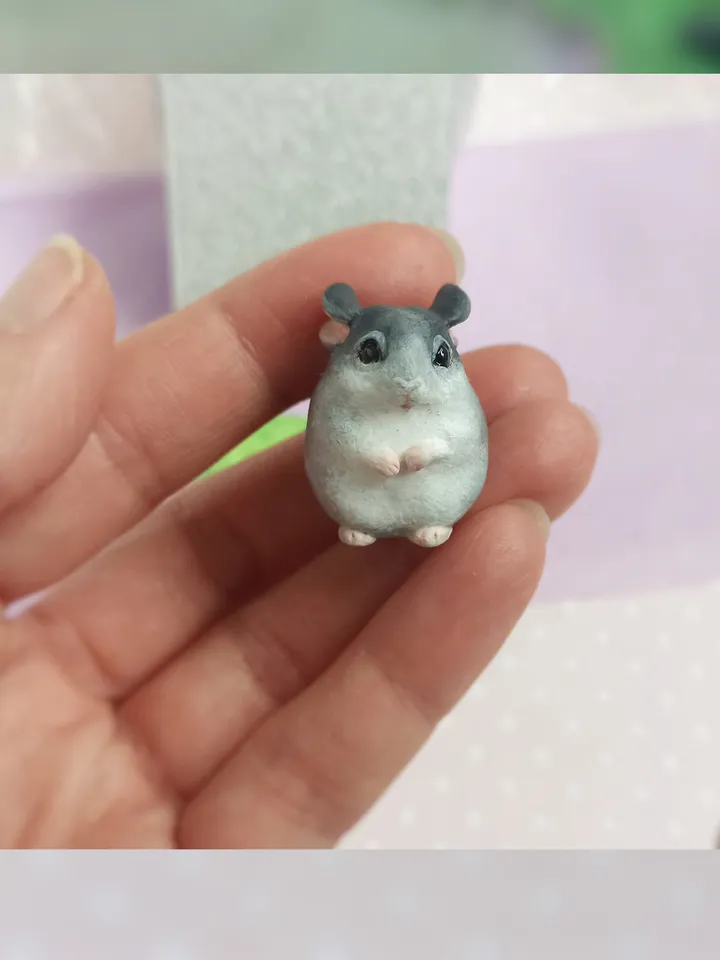 Handmade tiny chinchilla memorial figurine (US discount)