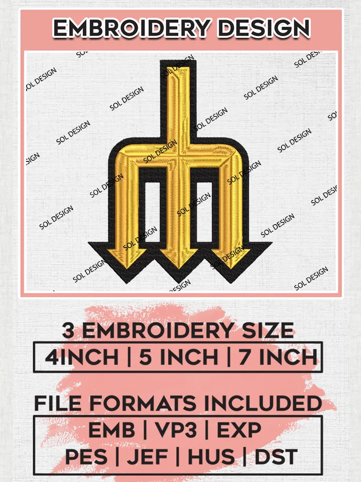 MLB Seattle Mariners Logo Embroidery Design Files, MLB Seattle Mariners Team Embroidery, MLB Teams, 3 sizes, MLB Machine embroidery designs, Digital Download