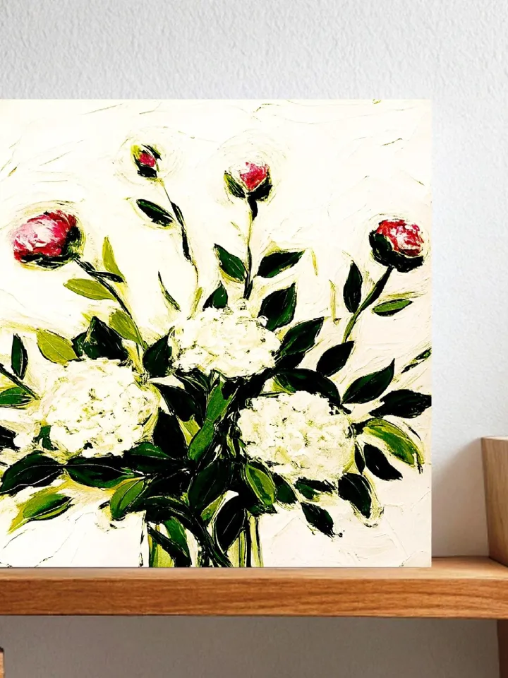 Hydrangea Painting Peony Flower Original Art Blue Peonies Impasto Oil Painting Small Wall Art Gift by ArtProkopaloSv