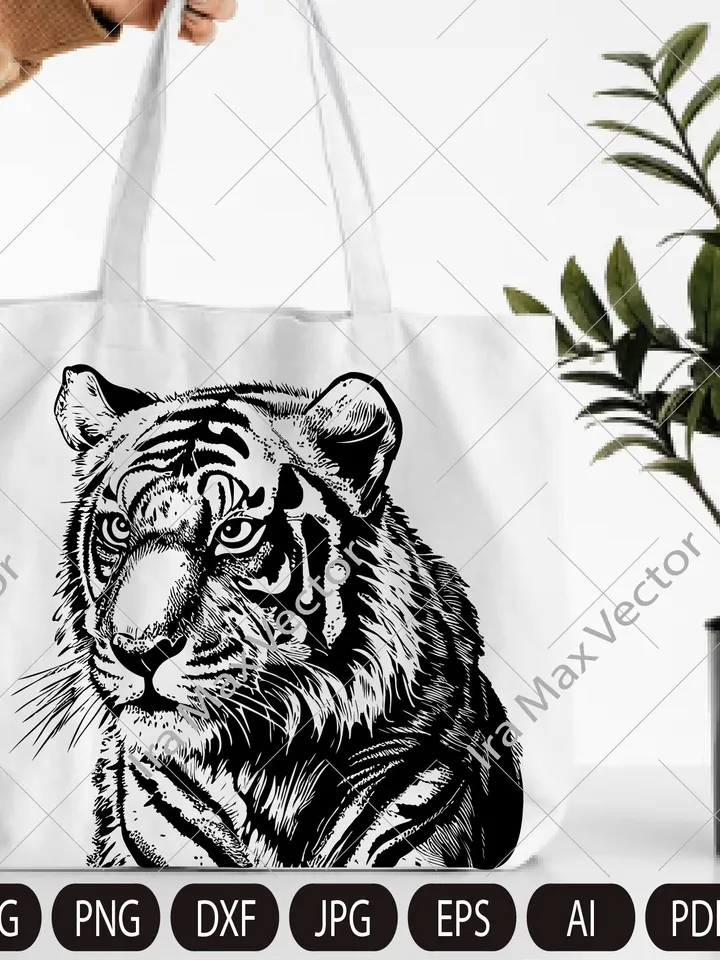 Tiger Svg, Tiger Clipart, Tiger Png, Tiger Head, Tiger detailed , Tiger Silhouette, Animals Silhouette