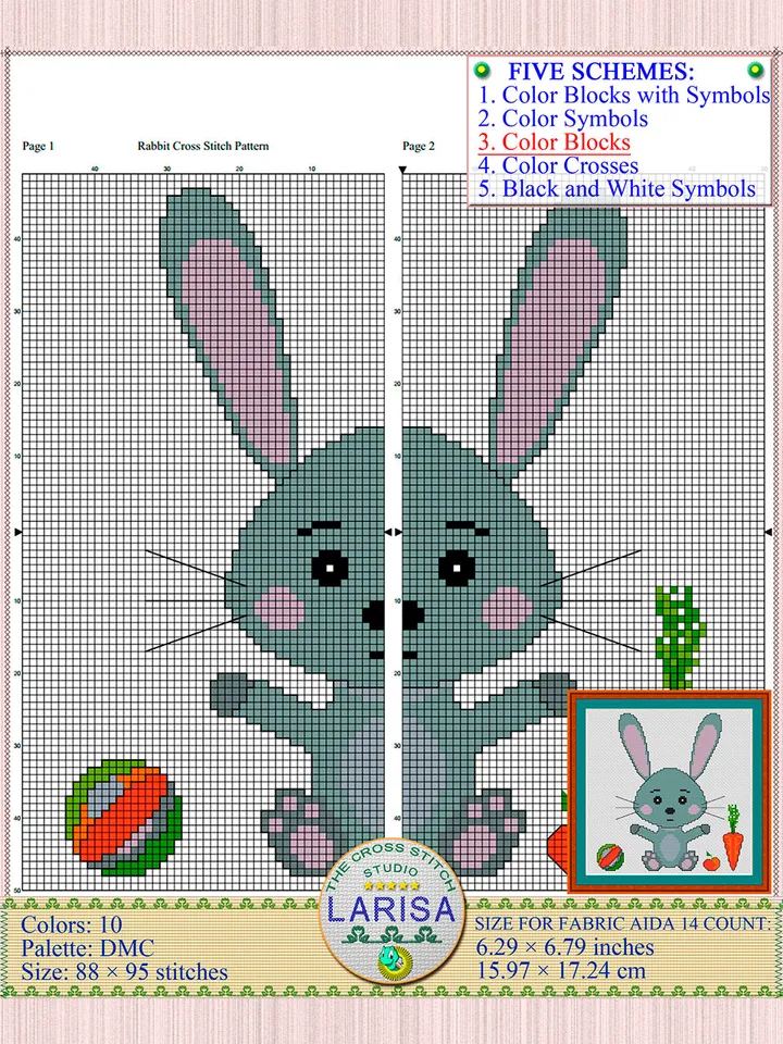 Rabbit Cross Stitch Pattern | Irresistible Rabbit Cub Chart
