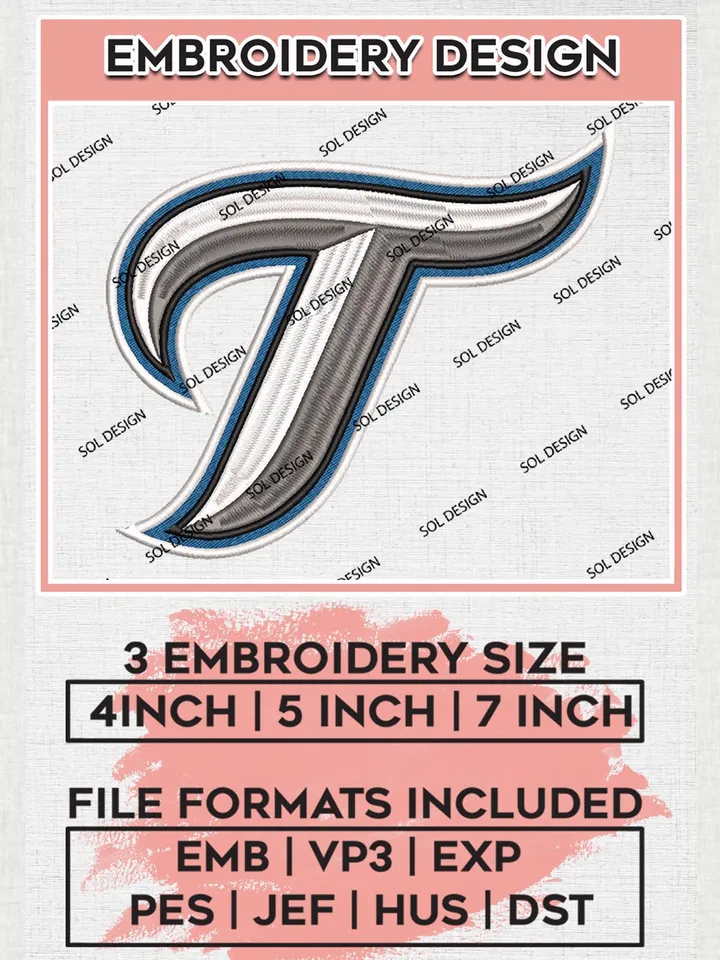 Toronto Blue JaysLogo Embroidery Design Files, MLB Toronto Blue Jays Team Embroidery, MLB Teams, 3 sizes, MLB Machine embroidery designs, Digital Download