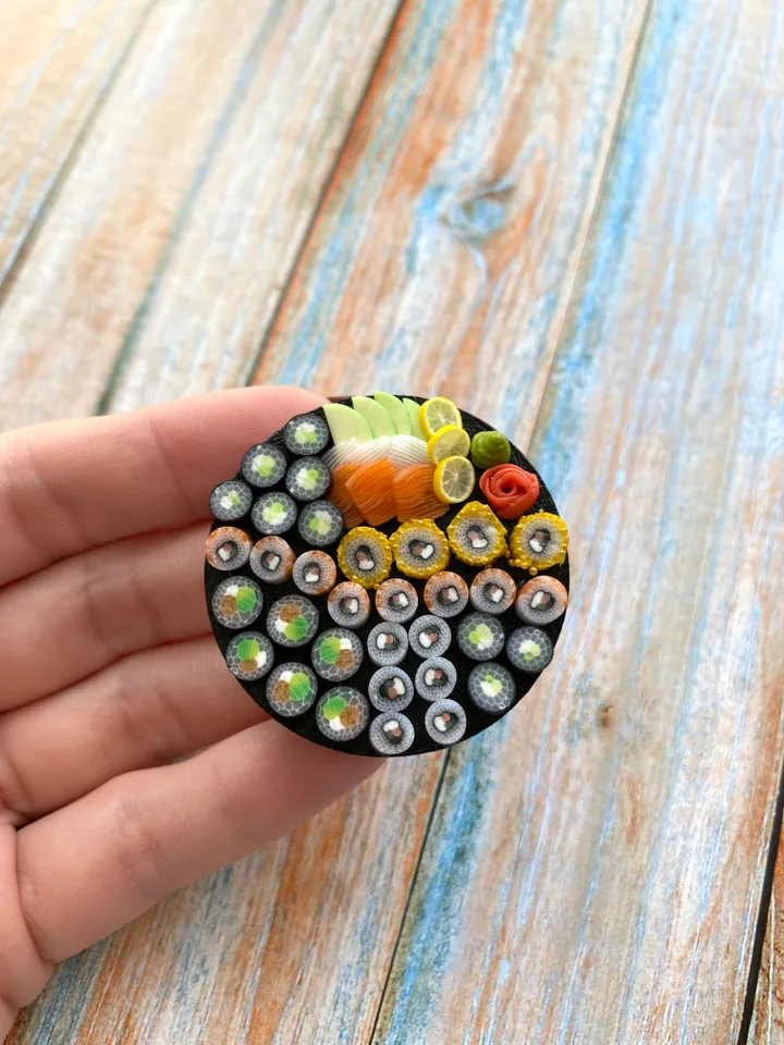 Magnet Miniature Sushi Board with Polymer clay Souvenir