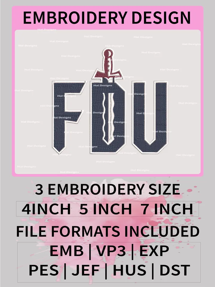 NCAA Fairleigh Dickinson Knights Embroidery File, 3 Sizes, 6 Formats, NCAA Machine Embroidery Design, NCAA Logo, NCAA Teams