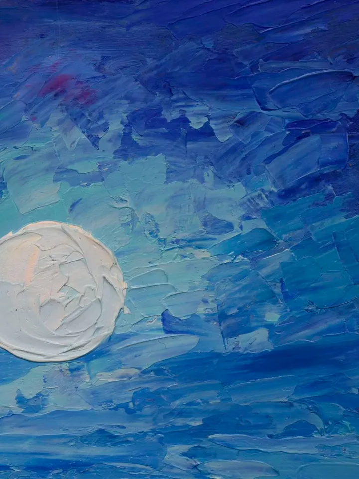 Moonlight night painting Seascape wall art original art Ocean oil painting Seaside artwork 8 by 10 inch by Juliya JC