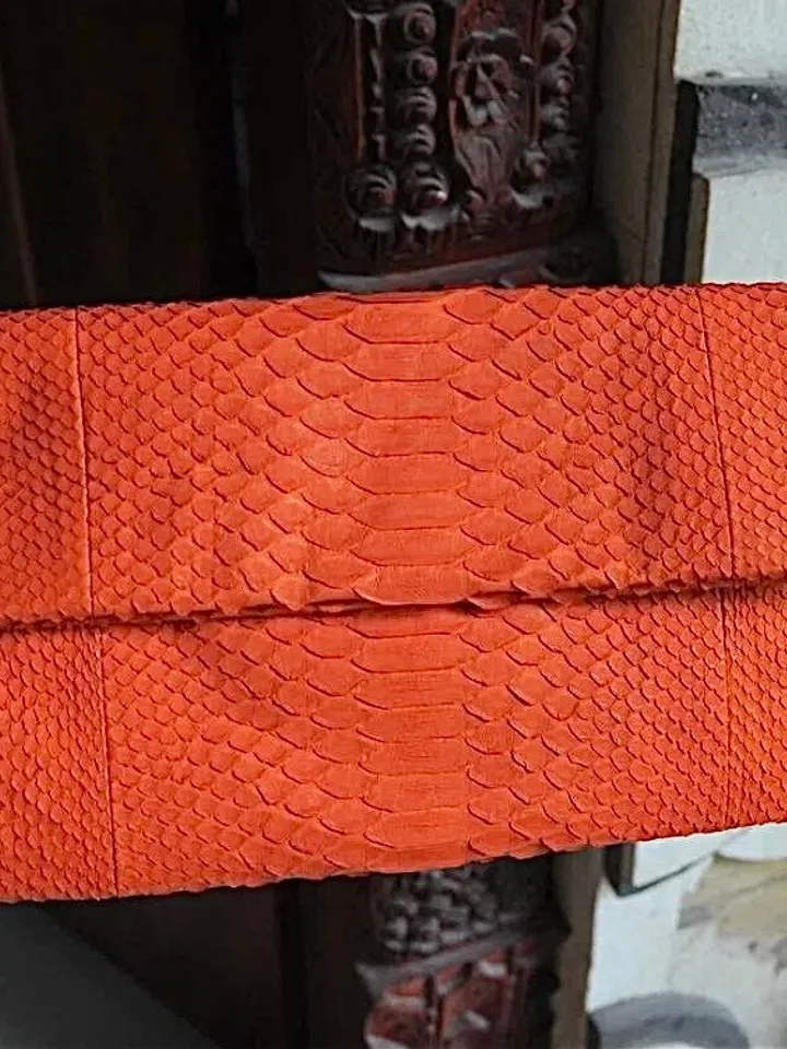 Genuine Python Skin Envelope Orange Clutch | Exotic Leather Bags | Small Classy Handmade Purse | Flat Elegant Evening Clutch| Snake Bag