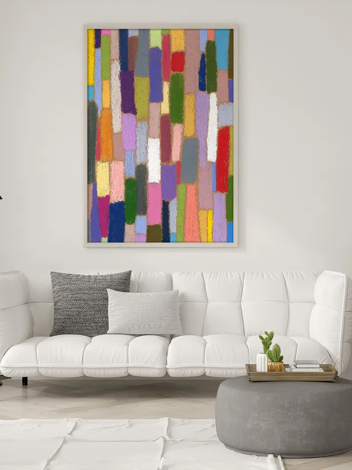 Printable pattern Abstract colored stripes, Large poster, Digital file, Home decor, Art print, Color oil pastel painting
