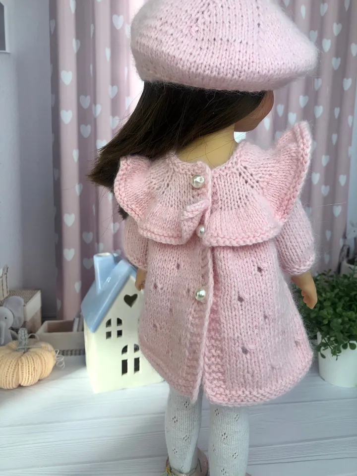 Paola Reina Doll 4 ITEMS Set: Exclusive Handmade Outfit - Beret, Dress, Tights, Shoes