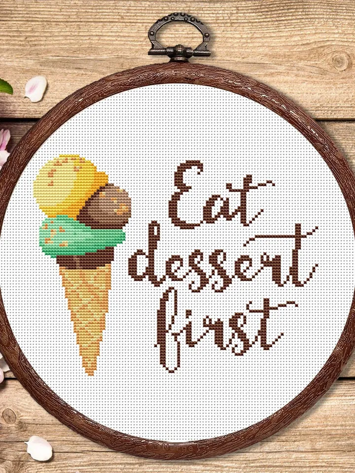 Set of 2 Ice Cream Cross Stitch Pattern, Kitchen Cross Stitch, Embroidery Ice Cream, Dessert Cross Stitch, Modern Cross Stitch #kt025