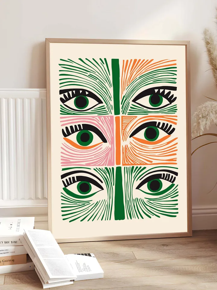 Abstract Eye Wall Art, Colorful Modern Eye Prints, Minimalist Digital Eye Poster, Vibrant Home Office Decor, Instant Download, Crazy eyes