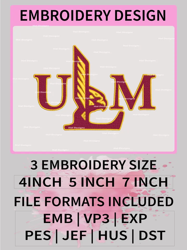 NCAA UL Monroe Warhawks Embroidery File, 3 Sizes, 6 Formats, NCAA Machine Embroidery Design, NCAA Logo, NCAA Teams