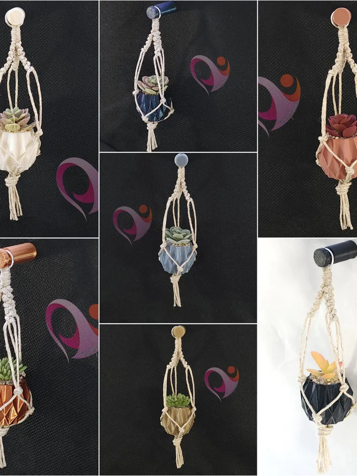Mini Macrame Plant Magnet - Cute Succulent Refrigerator Magnet Unique Gift for Plant Lover Boho Kitchen Decor Under 10