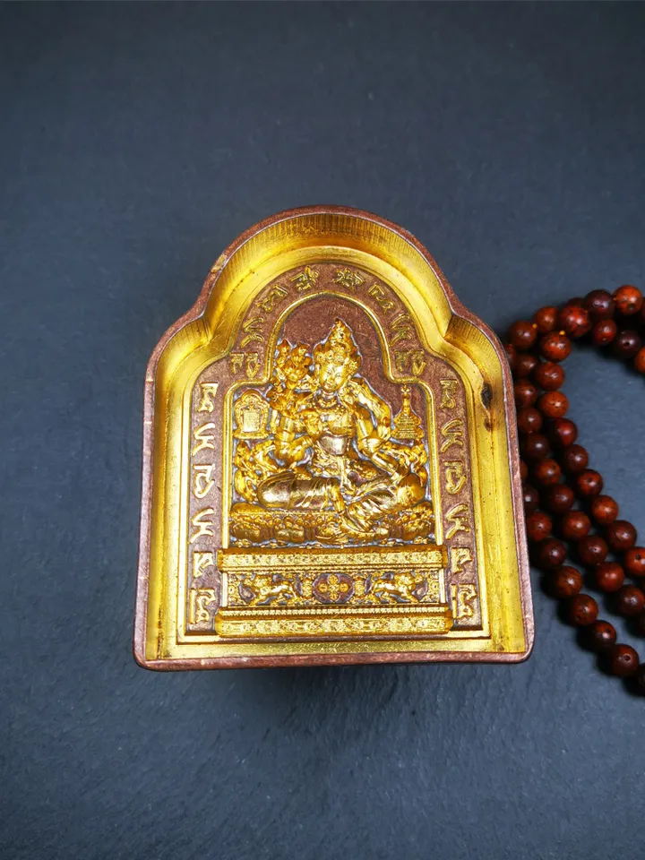 Gandhanra Handmade Tibetan Buddha Statue Tsa Tsa Mold,Green Tara with Mantra Mold,Copper Mould For Making Clay Buddha Statue,Tsha Tsha