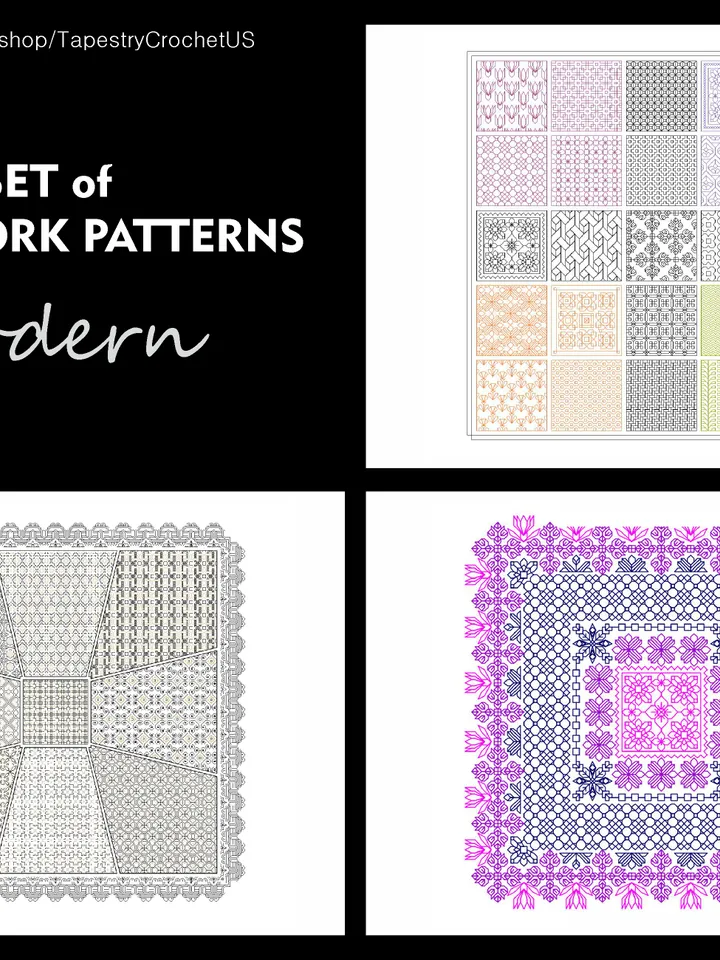 Set of Blackwork patterns - Modern - Cross Stitch Pattern - Embroidery Sampler - Carpet Cross Stitch