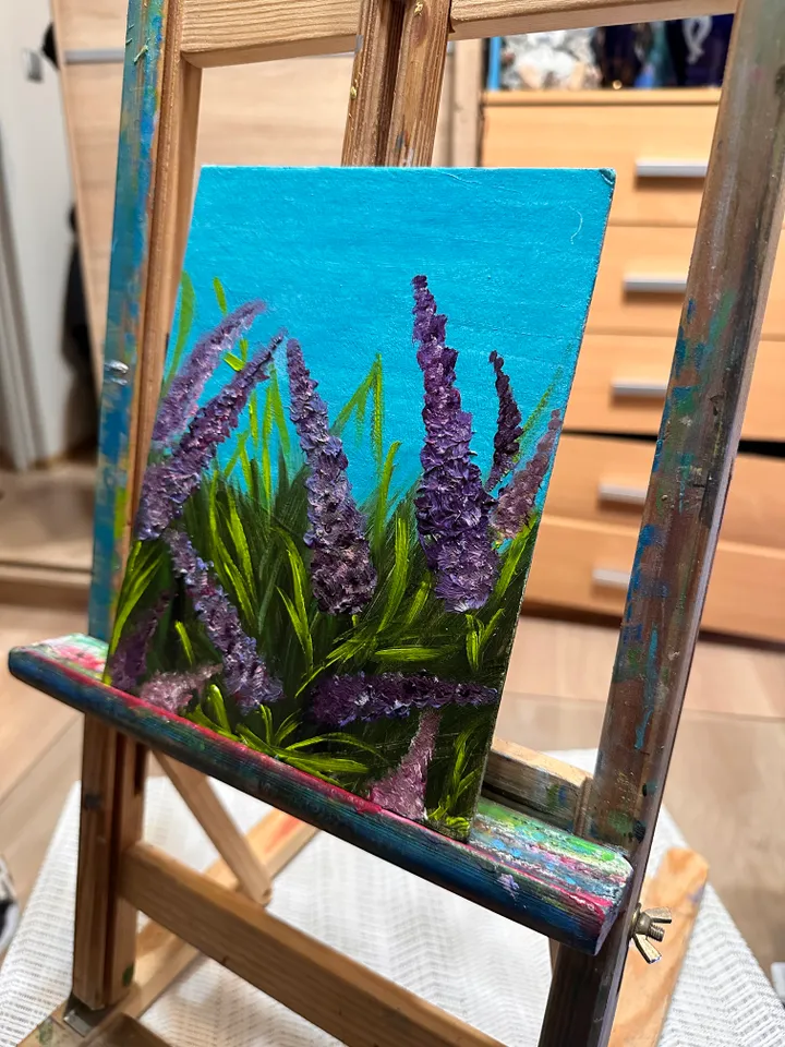 Oil Painting Meadow Flowers Herbs Flowers Nature Plants Wall Decor Miniature Gift for Her Cardboard 8x6 inches 20x15