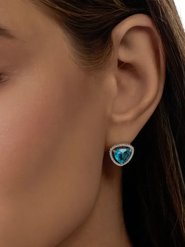 Earrings silver 925 with blue cubic zirconia