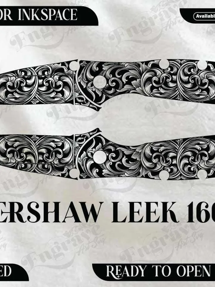 kershaw Leek 1660 Scrolling design,lasercut,laserengraving,fiberlaser,engravingfiles
