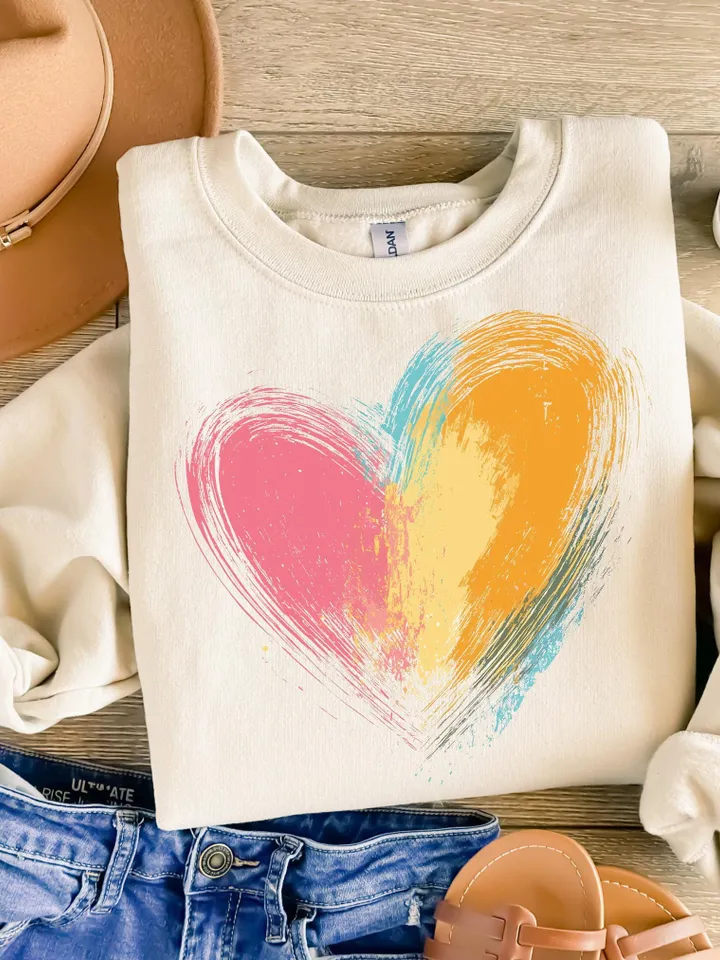 Valentines Day Heart Png, Brushstroke Valentines Png, Retro Valentine Png, Pink, Love Png, Girls Valentine Png, Valentine Shirt Watercolor