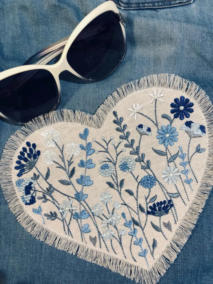 Machine Embroidery Design Field herbs in a heart floral embroidery pattern flower embroidery digital file