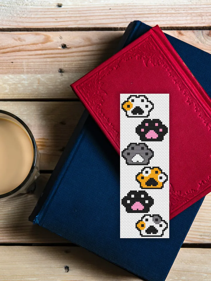 Cross stitch bookmark pattern Cat Paws, Cute Cats