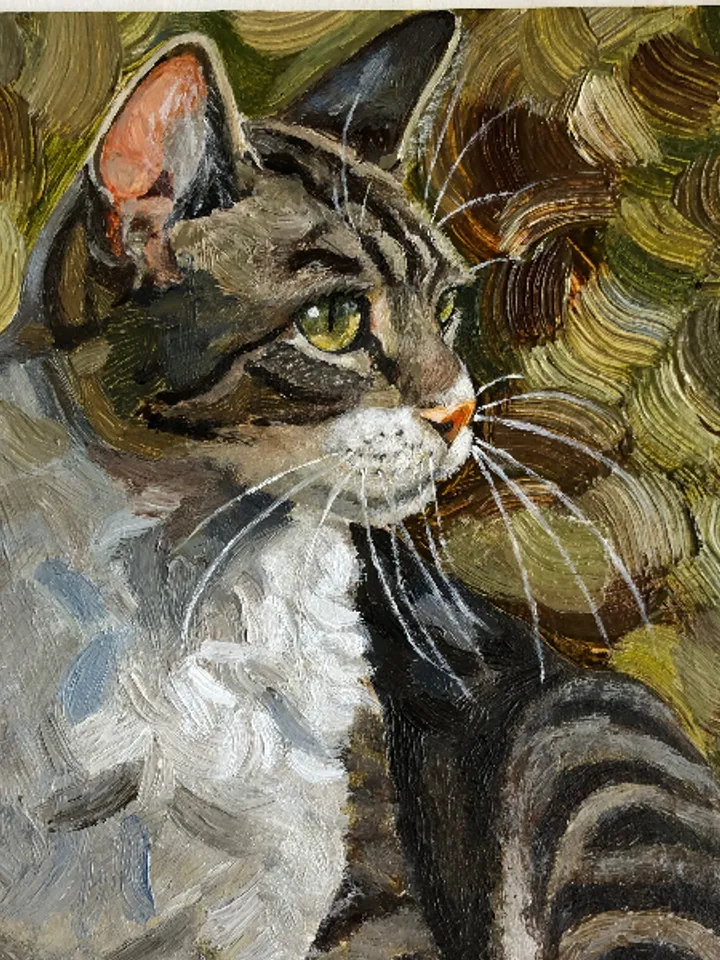 Cute cat portrait pet painting original oil painting hand painted modern impasto painting wall art 6x9 inches