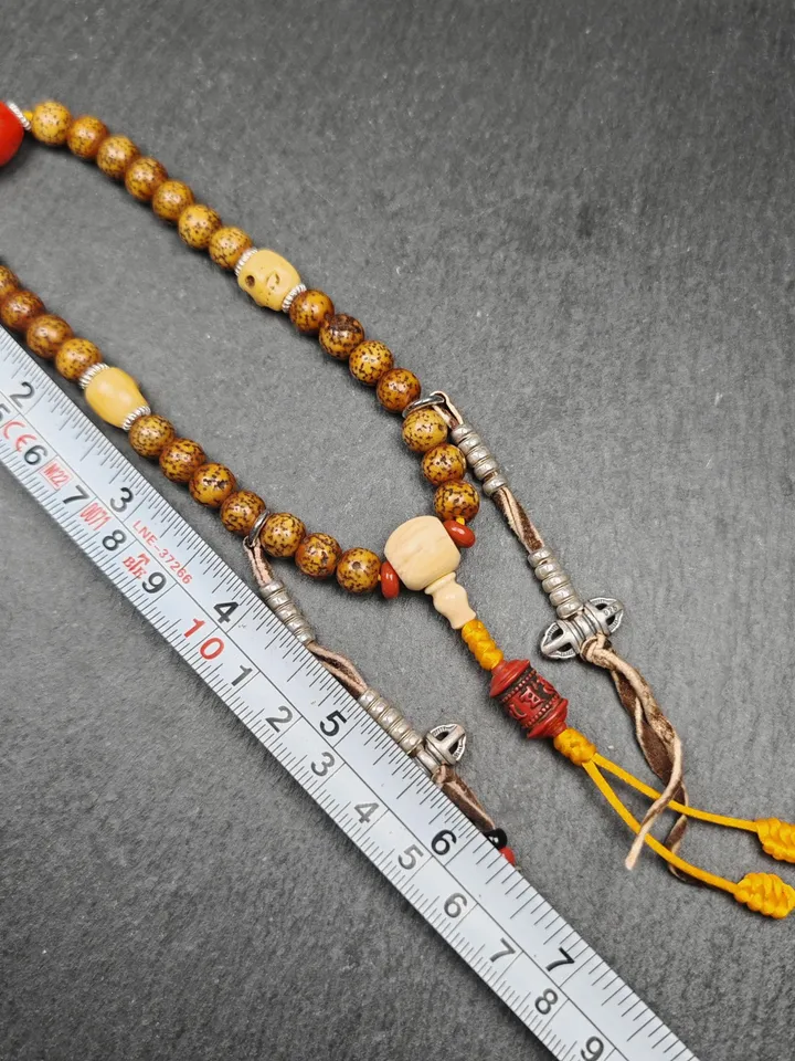 Gandhanra Authentic Tibetan Handhold Wrist Mala - 7.7mm Old Lotus Seed Beads Bracelet - Portable Buddhist Prayer Beads for Meditation