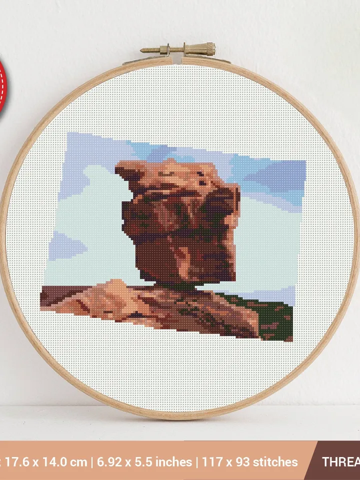 Colorado State Garden of the Gods Silhouette | Cross stitch pattern | Embroidery Pattern | Instant Download | Embroidery Designs