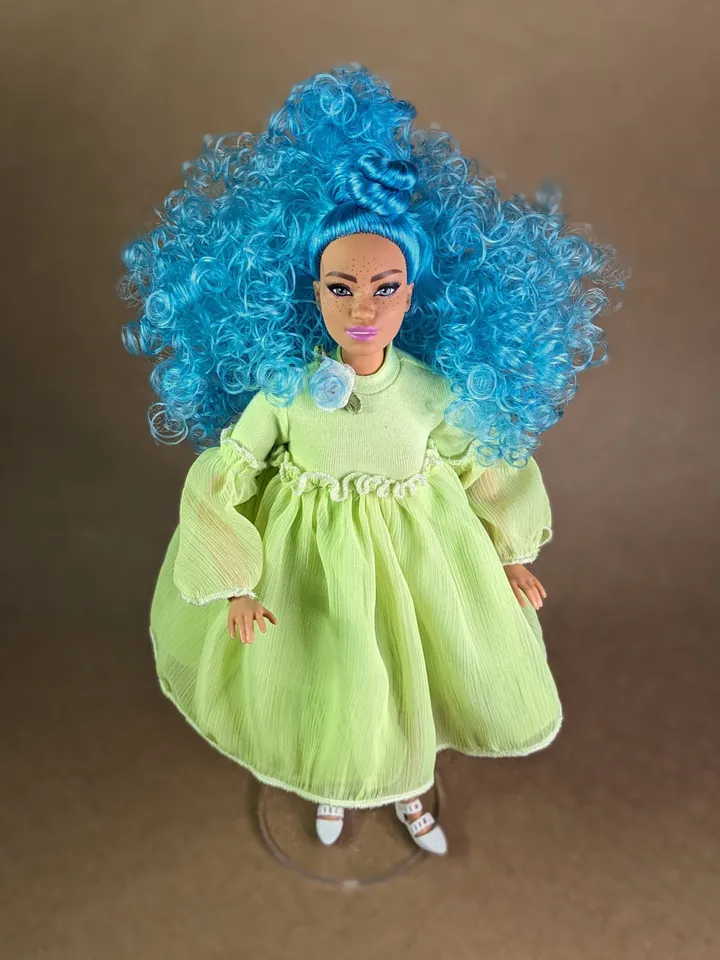 Handmade green puffy dress for 1/6 scale fashion female dolls
