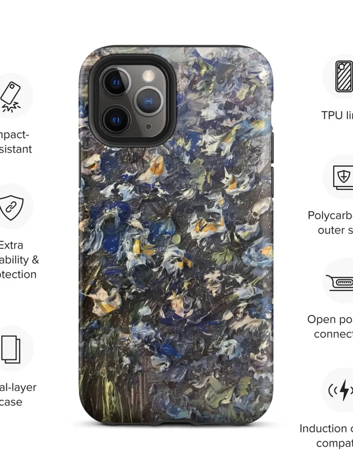Forget me not bouquet flowers Tough iPhone case,made from my original oil painting,unique gift for her.