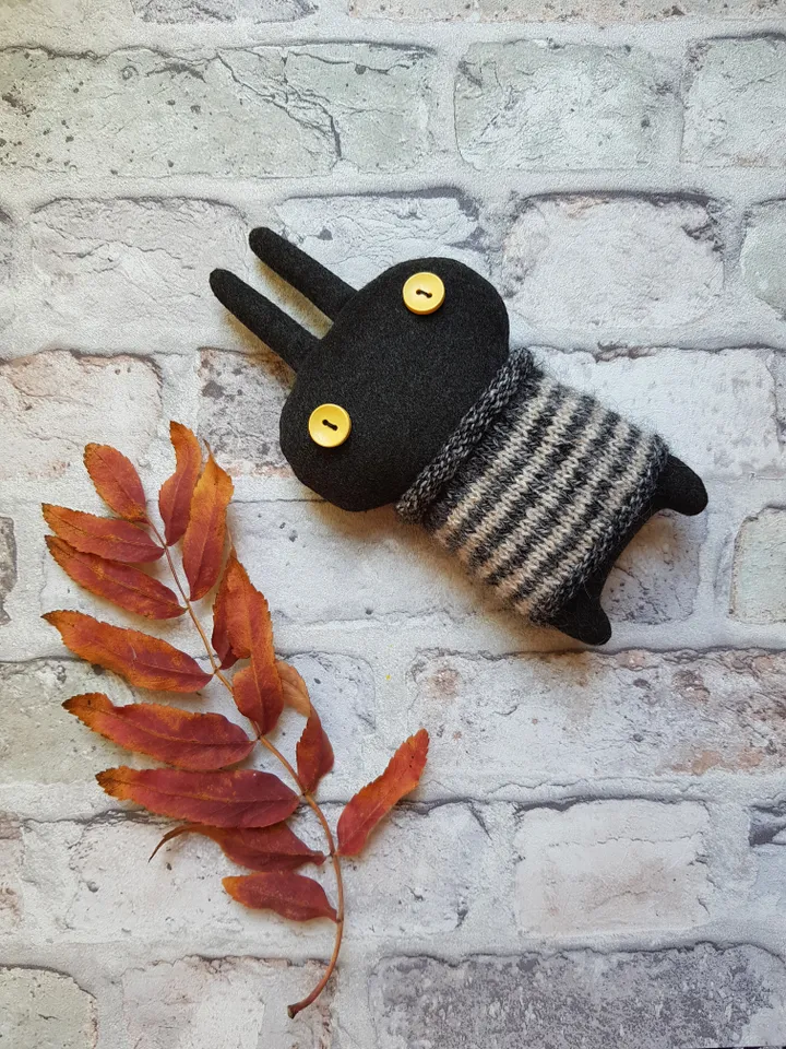 Black Rabbit pattern PDF for sewing and knitting, digital tutorial in english, stuffed animal DIY