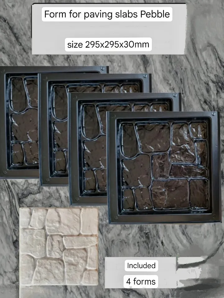 Mold for paving slabs and a garden path "Pebble"tile sizes 11,61"x11,61"x1,18"in