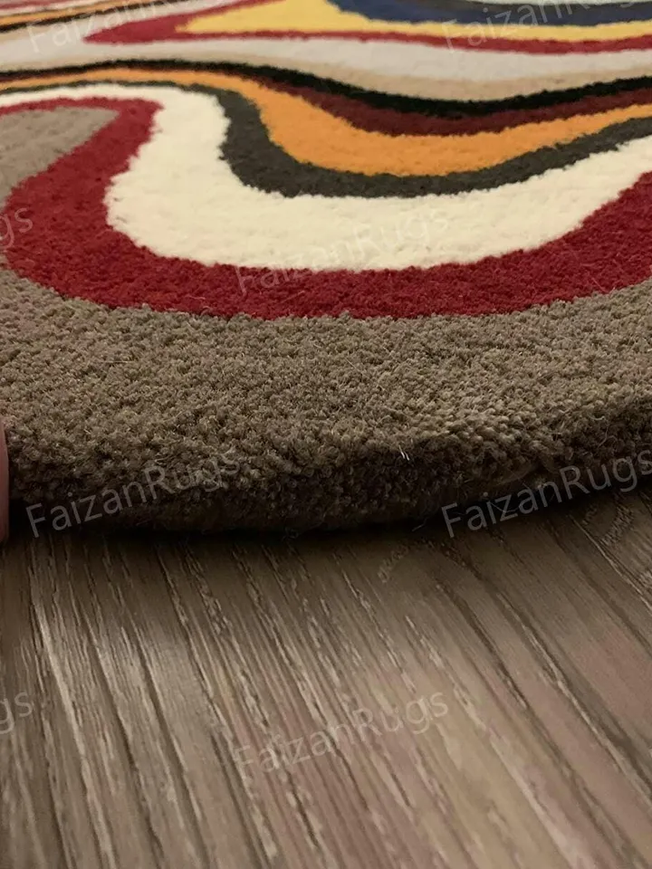 Buy Irregular Throw Rug Illusion Pattern Hand-Tufted 100% Wool Handmade Area Rug for Home, Bedroom, Living Room, Kids Room, Custom Rug