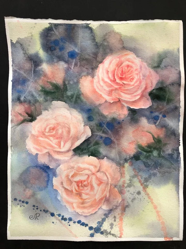 Roses Original Painting Flowers Watercolor Painting Floral Artwork
