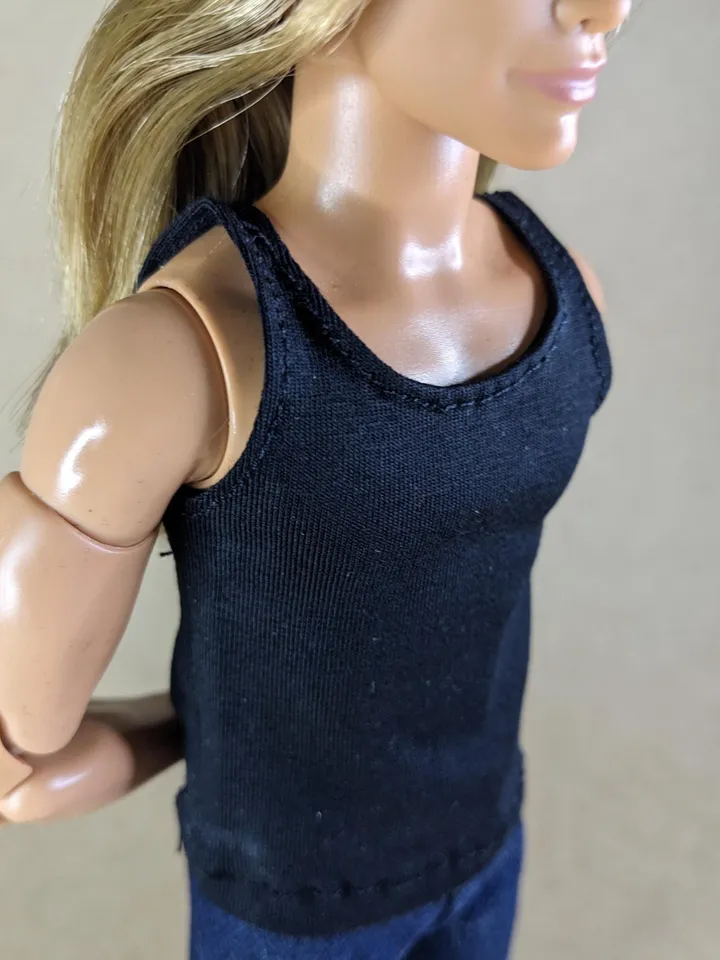 Black tank top for 12-inch fashion male dolls