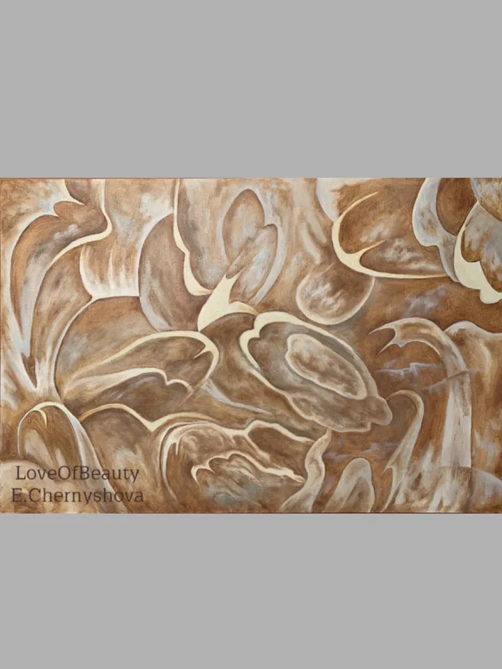 Abstract dark brown interior design painting