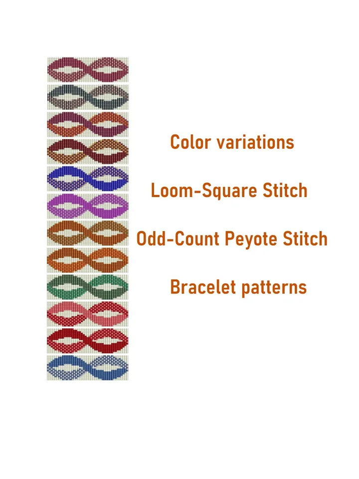 Cuff Bracelet Odd Count Peyote & Loom Stitch Bead Patterns Bracelet, Miyuki Delica, Czech beads Preciosa, Instant Download
