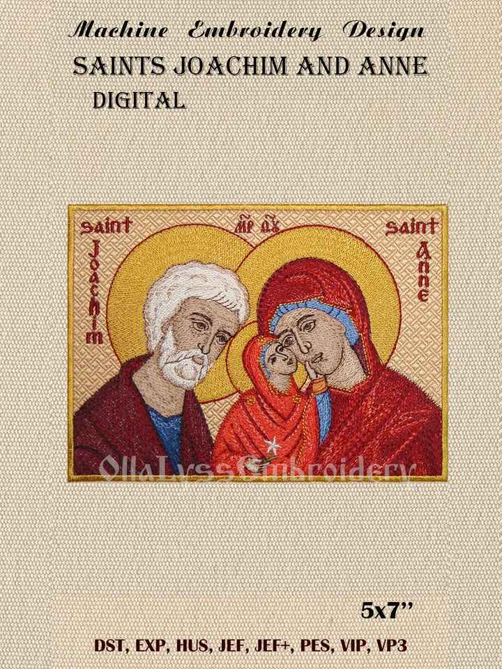 Icon of Saints Joachim and Anne embroidery design