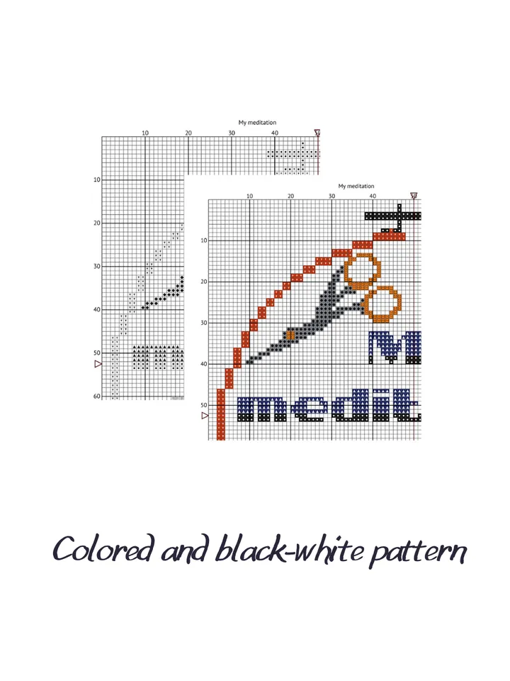 FREE. Easy cross stitch pattern for beginners My meditation. Cross stitch chart PDF