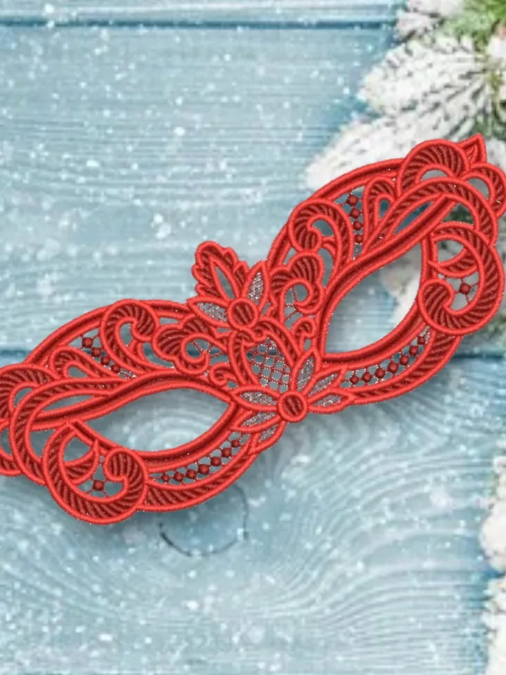 Free Standling Lace Masquerade mask FSL Christmas machine embroidery design digital embroidery pattern