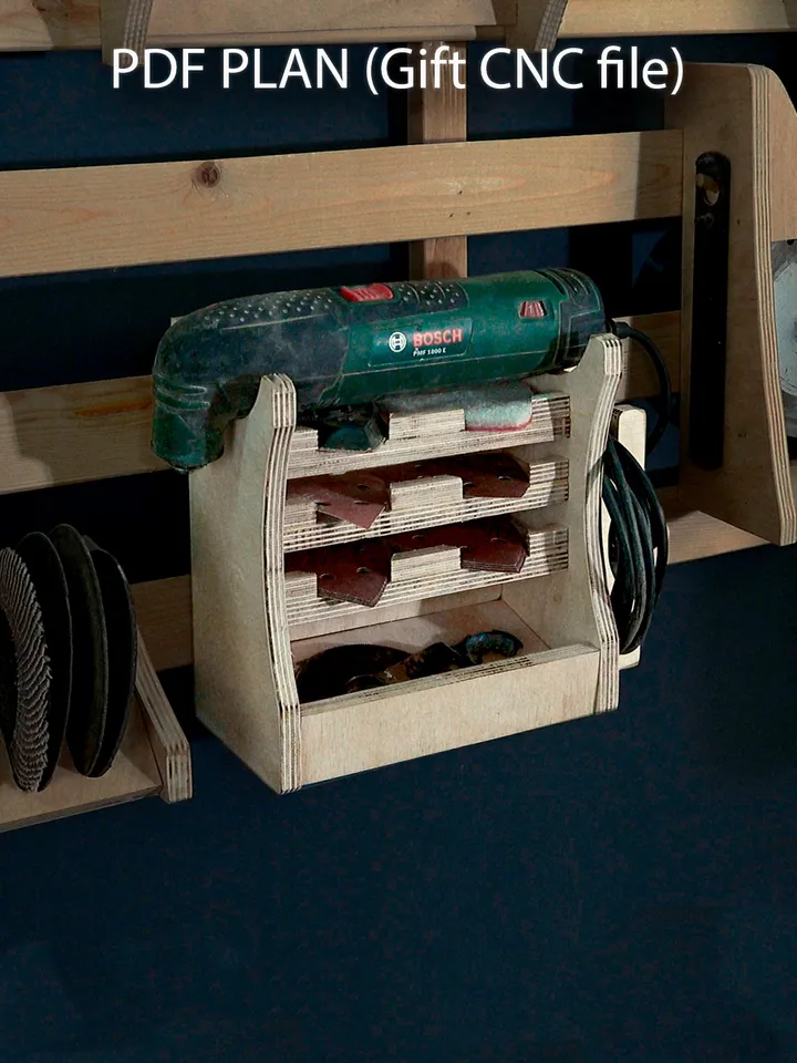 Wall Organizer Shelf for Multi-Tool & Accessories | French Cleat Mount | PDF Woodworking Plans | CNC Files